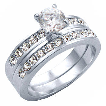 ** Read B4 Bidding ** 2.50ctw Diamond ZrO2 & Swarovski Crystal Ring Set / Size 9
