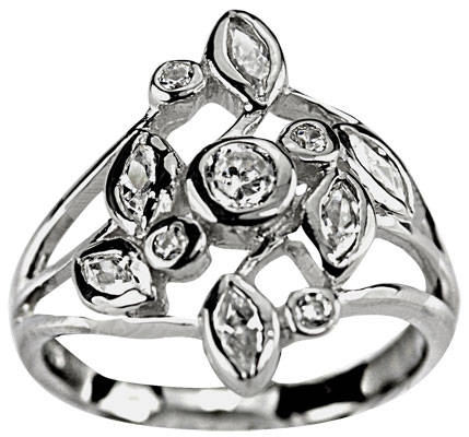 ** Read B4 Bidding ** Sterling Silver DESIGNER Diamond & Diamond ZrO2 Ring / Size 6