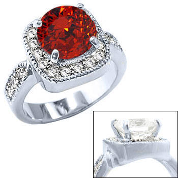 ** Read B4 Bidding ** 6.00ctw Garnet & Diamond ZrO2 Ring / Size 8