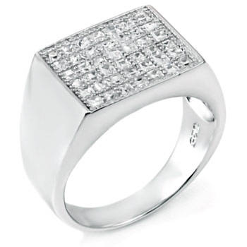 ** Read B4 Bidding ** Sterling Silver Diamond & Diamond ZrO2 Ring / Size 7