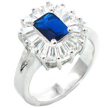 ** Read B4 Bidding ** 4.00ctw Sapphire & Diamond ZrO2 Ring / Size 6