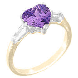 2.75ctw Amethyst & Diamond ZrO2 Ring / Size 7.25