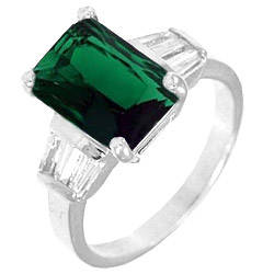 11.00ctw Emerald & Diamond ZrO2 Ring / Size 7
