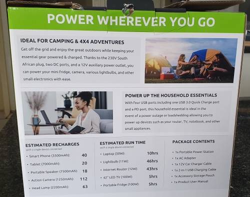 GIZZU 518Wh Portable Power Station 1 x 3 Prong SA Plug Point
