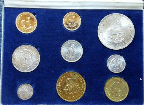 1961 South Africa Long Proof Set Gold included