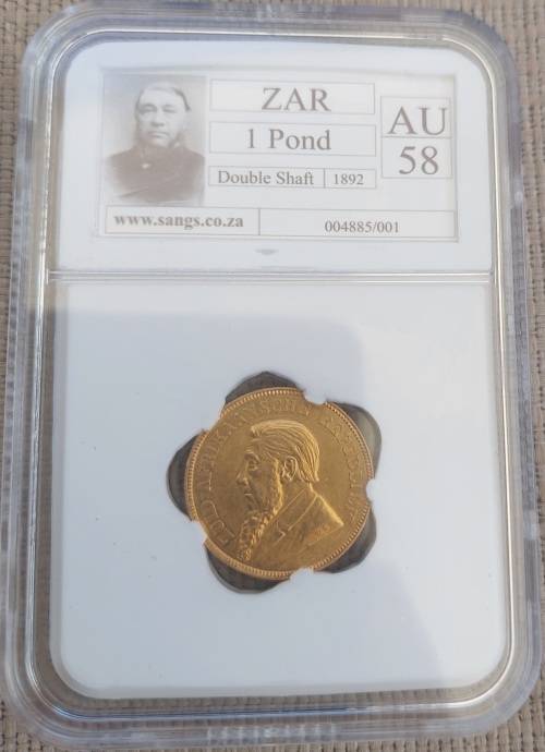 1892 ZAR Kruger Pond graded AU58