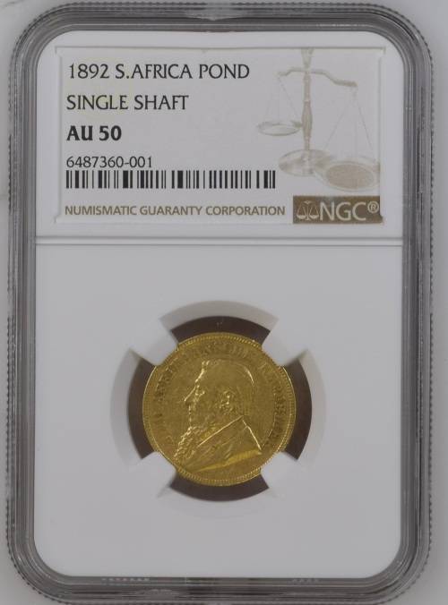 *1892 ZAR Kruger Single Shaft Pond graded AU*