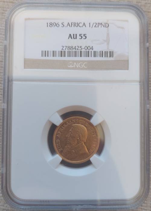 *1896 ZAR Kruger Halfpond graded AU55*