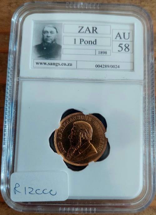 *1898 ZAR Kruger Pond Graded AU58*