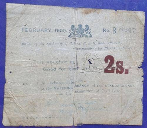 ** 1900 Boer War Mafeking Siege 2 shillings **