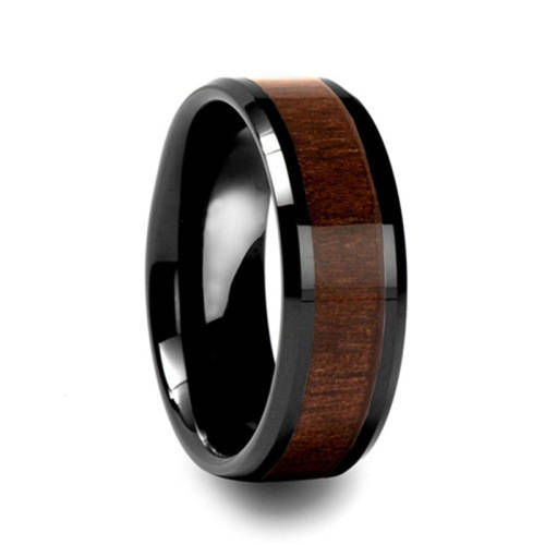 *R2999* Men's Black Wood Inlay Tungsten Ring !!! Size : 9 ; 10 ; 11 ; 13