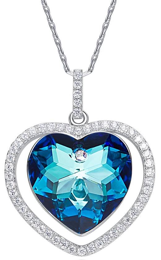 Heart Shaped Crystals from Swarovski Sterling Silver Pendant Necklace