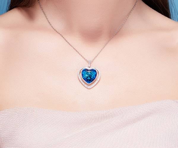 Heart Shaped Crystals from Swarovski Sterling Silver Pendant Necklace