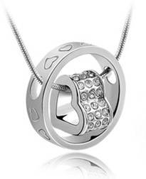Heart Crystal Ring Necklace!!! White Gold Plated!!! Made with Swarovski Elements!!!