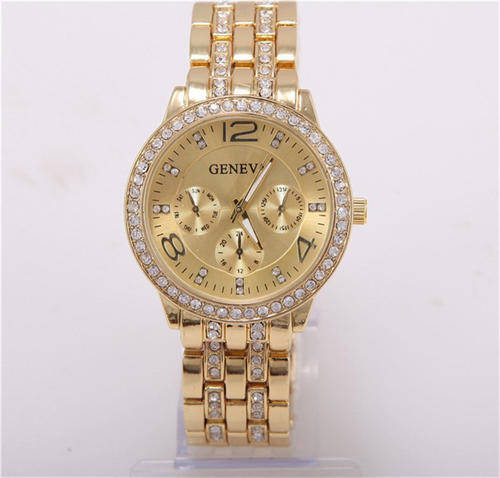 GENEVA Ladies Crystal Accented Yellow Gold Watch
