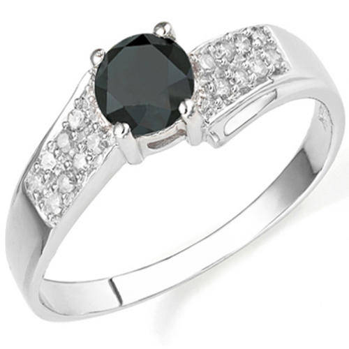ENORMOUS 0.66 CT BLACK DIAMOND & 16PCS WHITE DIAMOND 9K SOLID WHITE GOLD RING