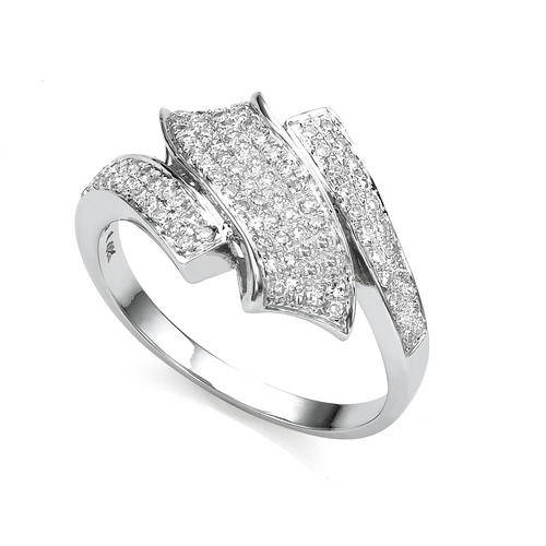 EXCELLENT 14KT WHITE GOLD 0.55CT DESIGNER MICROPAVE SET VS DIAMOND RING SNAP FRIDAY AUCTIONS!!!!!!!!