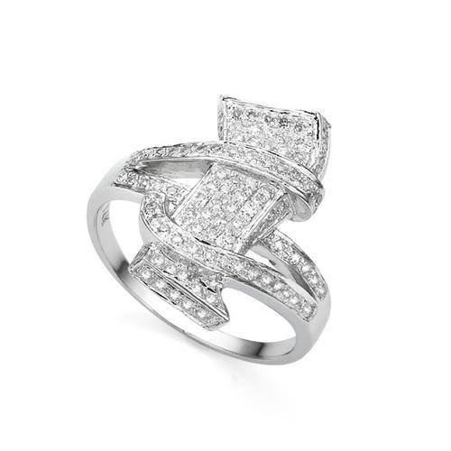 FINE QUALITY 14KT WHITE GOLD 0.60CT DESIGNER MICROPAVE SET VS DIAMOND RING