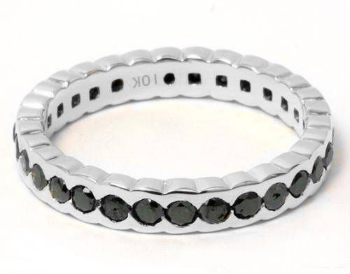 GENUINE BLACK DIAMOND ETERNITY RING IN SOLID 10KT WHITE GOLD 1.00CTS NO RESERVE!!!!!!!!!!!!!!!!!!