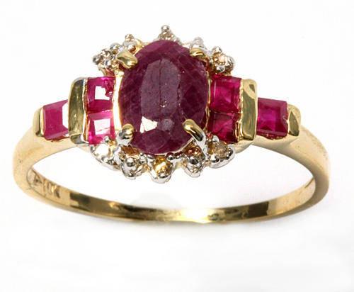 NEW! SOLID 9KT YELLOW GOLD RUBY AND DIAMOND RING