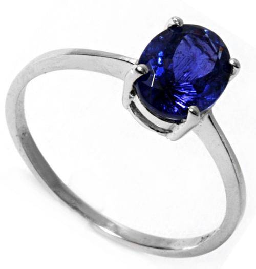WELL MADE EXCELLENT (DARK VIOLET BLUE) 14K WHITE GOLD 1.10CT TANZANITE RING