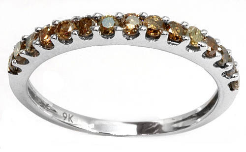 FINE SOLID 9KT WHITE GOLD GENUINE FANCY COLOR DIAMONDS RING 0.55CTS NO RESERVE!!!