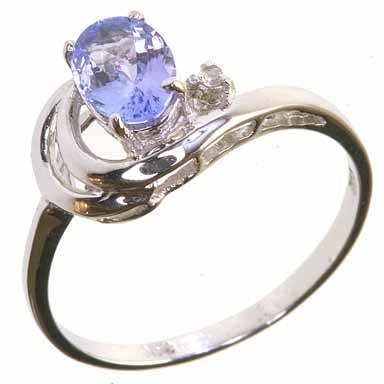 GORGEOUS SOLID 9KT WHITE GOLD OVAL CUT TANZANITE & DIAMOND RING