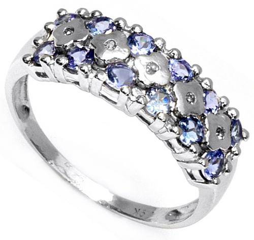 SOLID 9KT WHITE GOLD GENUINE TANZANITE & DIAMOND RING EXCELLENT