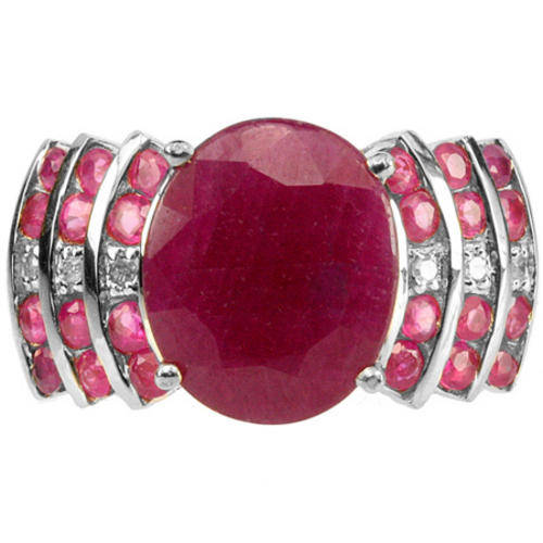 GREAT BIG SOLID 9KT WHITE GOLD 8.5CT GENUINE RUBY AND DIAMOND RING