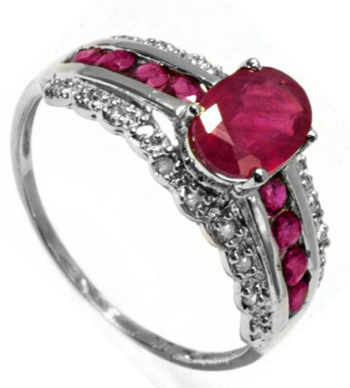 HOT SOLID 9KT WHITE GOLD GENUINE RUBY AND DIAMOND RING