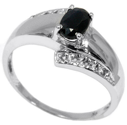 FINE SOLID 9KT WHITE GOLD GENUINE SAPPHIRE & DIAMOND RING