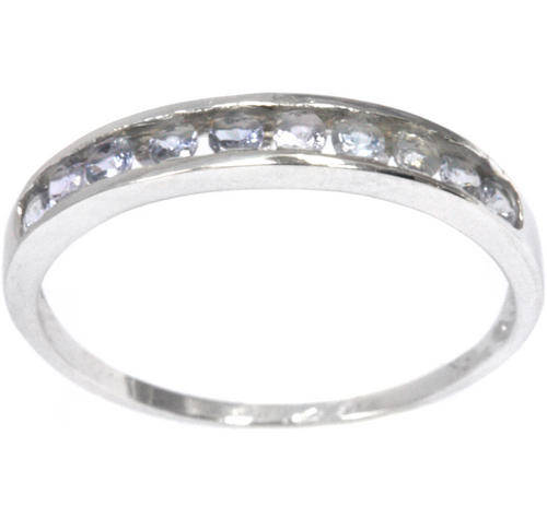 EXCELLENT FINE SOLID 9KT WHITE GOLD GENUINE TANZANITE RING