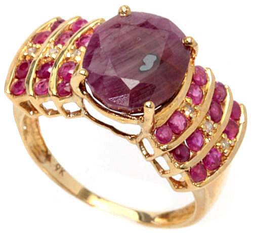 GREAT BIG SOLID 9KT YELLOW GOLD 8.5CT GENUINE RUBY AND DIAMOND RING