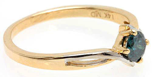 BRAND NEW AAA 14KT YELLOW GOLD BLUE DIAMOND RING