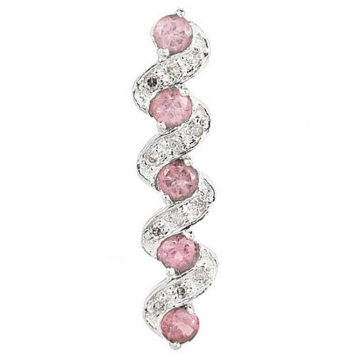 SOLID 9KT WHITE GOLD GENUINE PINK SAPPHIRE AND DIAMOND PENDANT