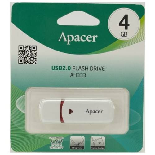 Apacer 4GB USB 2.0 Flash Drive White - AH333W