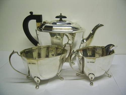 1930's Edward Viner Solid Hallmarked Silver 3 piece tea set - Nice price - take a look