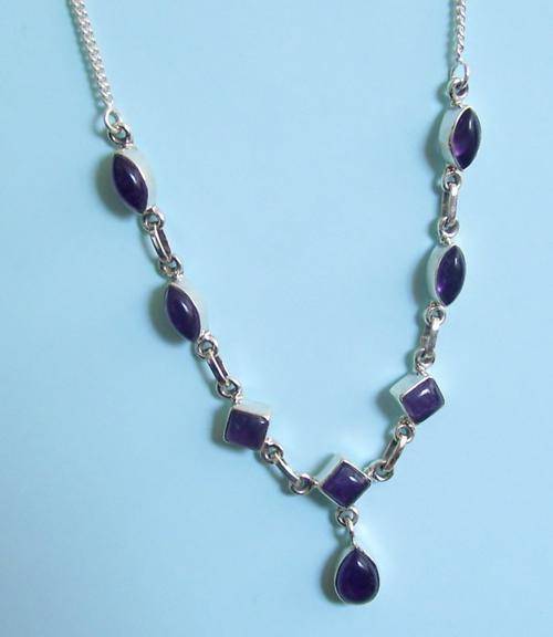 Stunning AMETHYST Necklace in STERLING SILVER