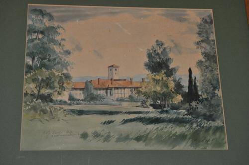 VERY DETAILED VINTAGE WATERCOLOR,SIGNED REBER