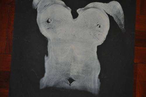 ORIGINAL ACRYLIC ON BLACK PAPER-FEMALE TORSO