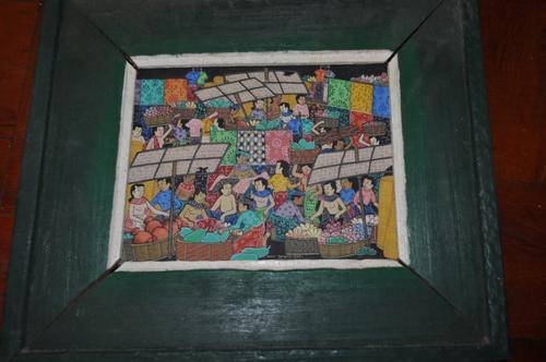 AMAZING BALINESE PAINTING-OIL ON CANVAS- MARKET SCENE FROM UBUD