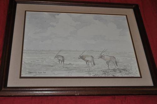 AMAZING ORIGINAL WC PAINTING BY FAMOUS S.A.ARTIST DAN DU TOIT,DATED 1995