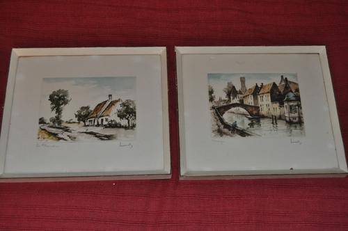 TWO SMALL FRAMED ETCHINGS,SIGNED BY ARTIST