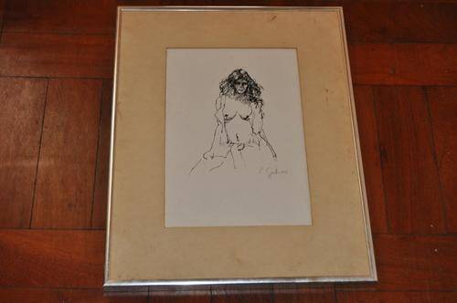 GORGEOUS INK DRAWING,FEMALE NUDE,SIGNED P.SAHRS