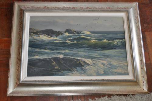 STUNNING OIL ON BOARD SEA SCAPE BY FAMOUS S.A.ARTIST HANNES MEINTJIES!!!!