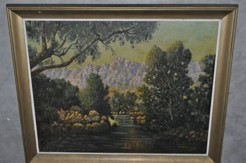 SUPERB!!! OIL ON BOARD FORREST SCENE BY W.C.SPARKS 1960