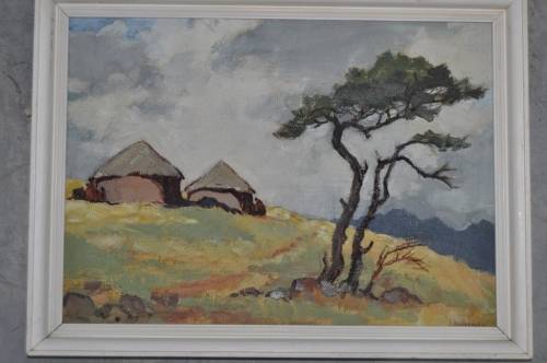 BEAUTIFUL OIL ON BOARD AFRICAN SCENE,VERY WELL DONE