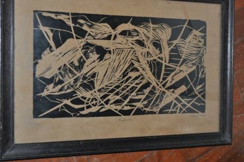 LINO CUT SIGNED NOEL,TITLED "RUBICON" NUMBERED
