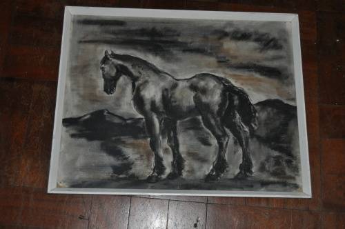 JANE JOHNSTON,1974-AWESOME OIL ON BOARD,HORSE