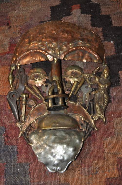 AWESOME MASK SCULPTURE,BRASS AND COPPER,NUMBERED